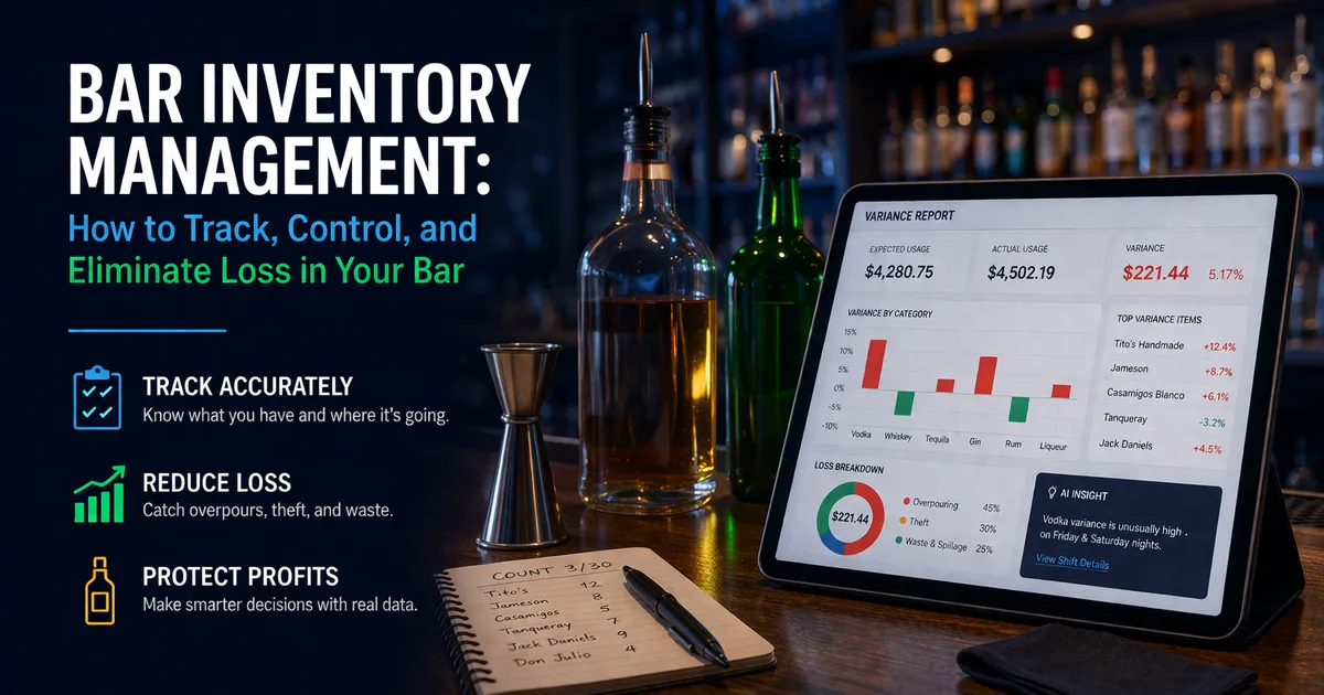 bar manager reviewing inventory tracking system to eliminate stock loss