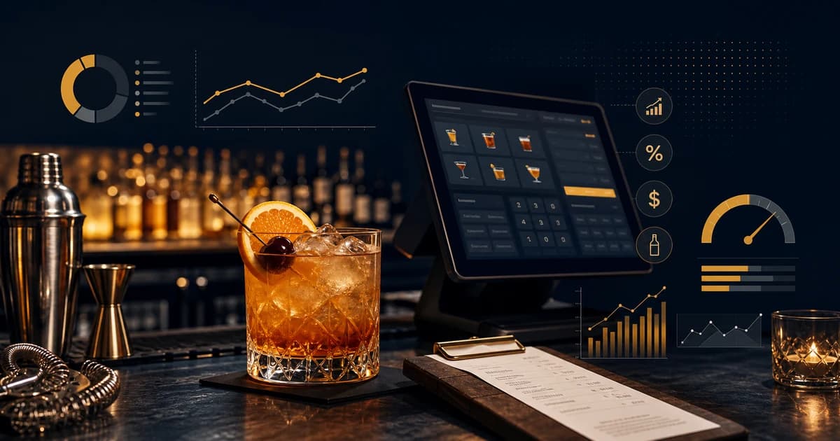 happy hour pricing strategy dashboard with cocktails POS discounts and margin analytics