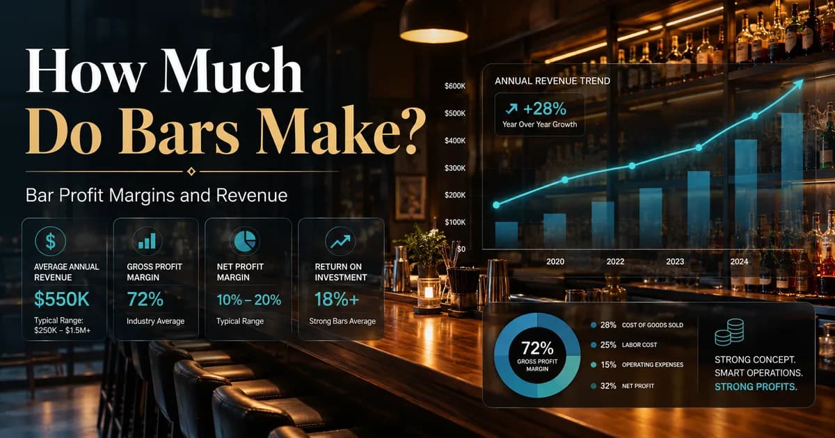 bar profit and revenue breakdown showing how much money a bar makes after costs