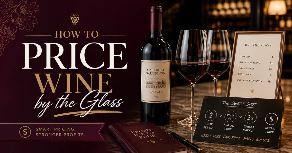 how to price wine by the glass showing glasses per bottle cost per pour and markup for bar profit