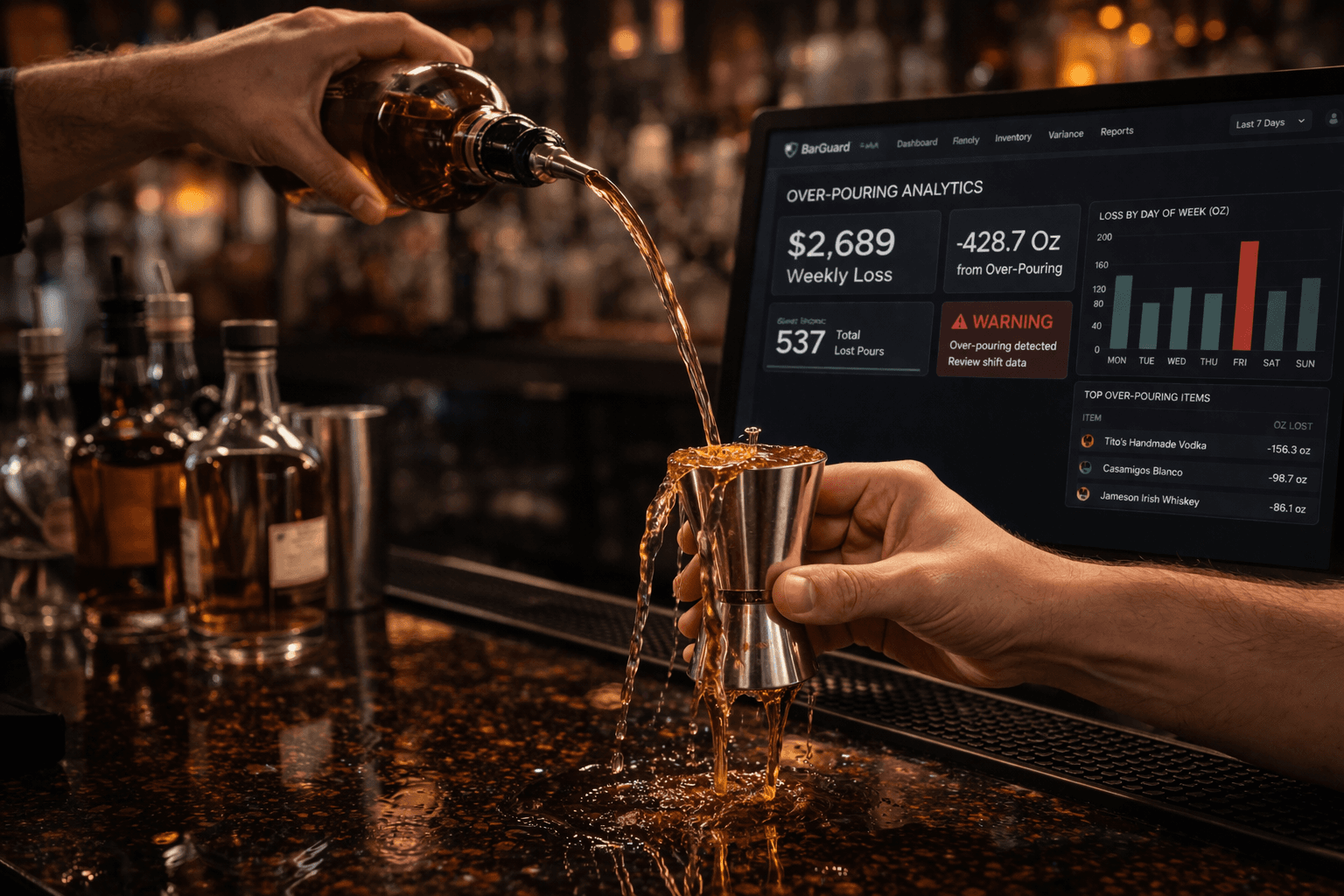 bartender overpouring drink causing bar revenue loss