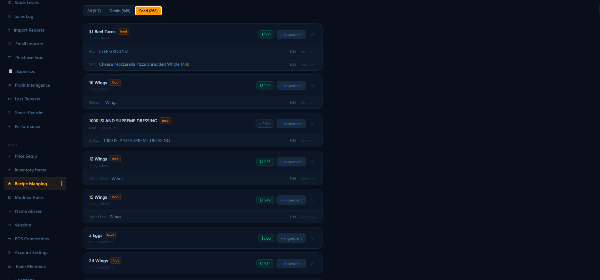 RECIPE MAPPING — BarGuard