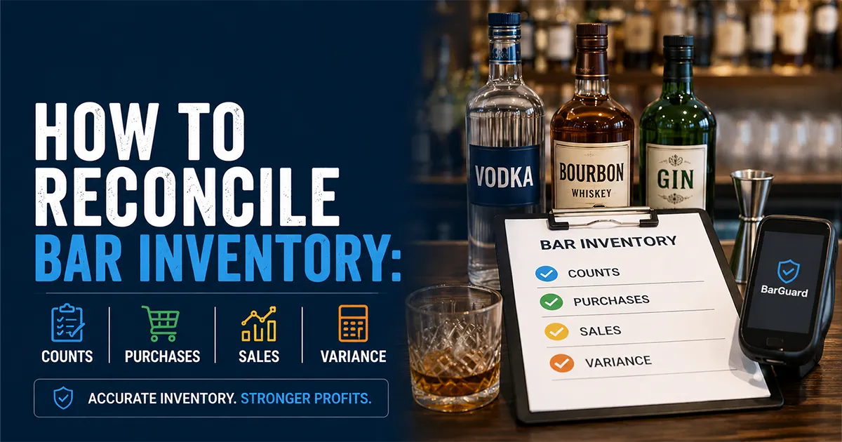 bar inventory reconciliation worksheet comparing counts purchases sales waste and variance